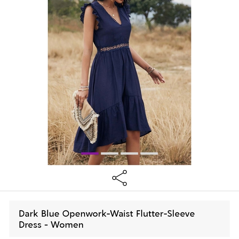 Dark blue flutter sleeve dress